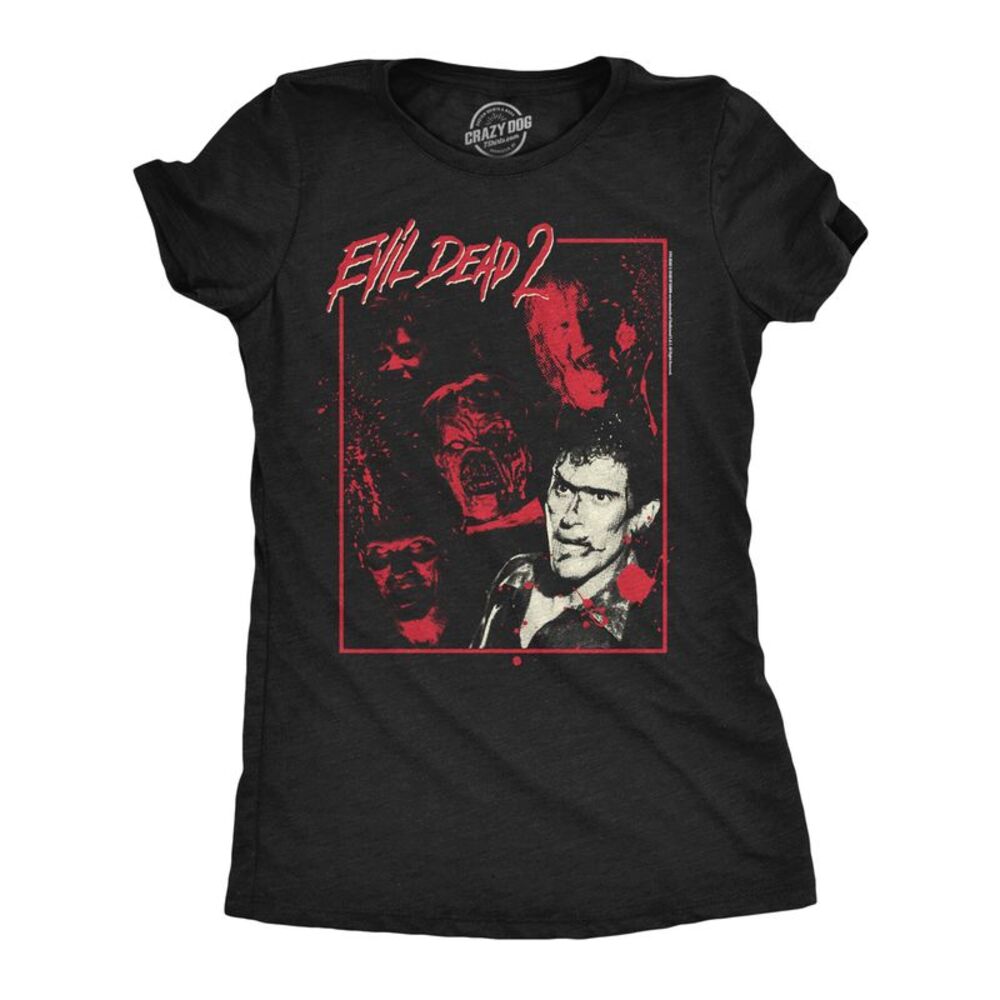 Womens Funny T Shirts Evil Dead 2 Multishot Horror Movie Tee For Ladies